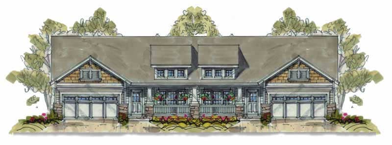 Front elevation of Multi-Unit home (ThePlanCollection: House Plan #120-1633)