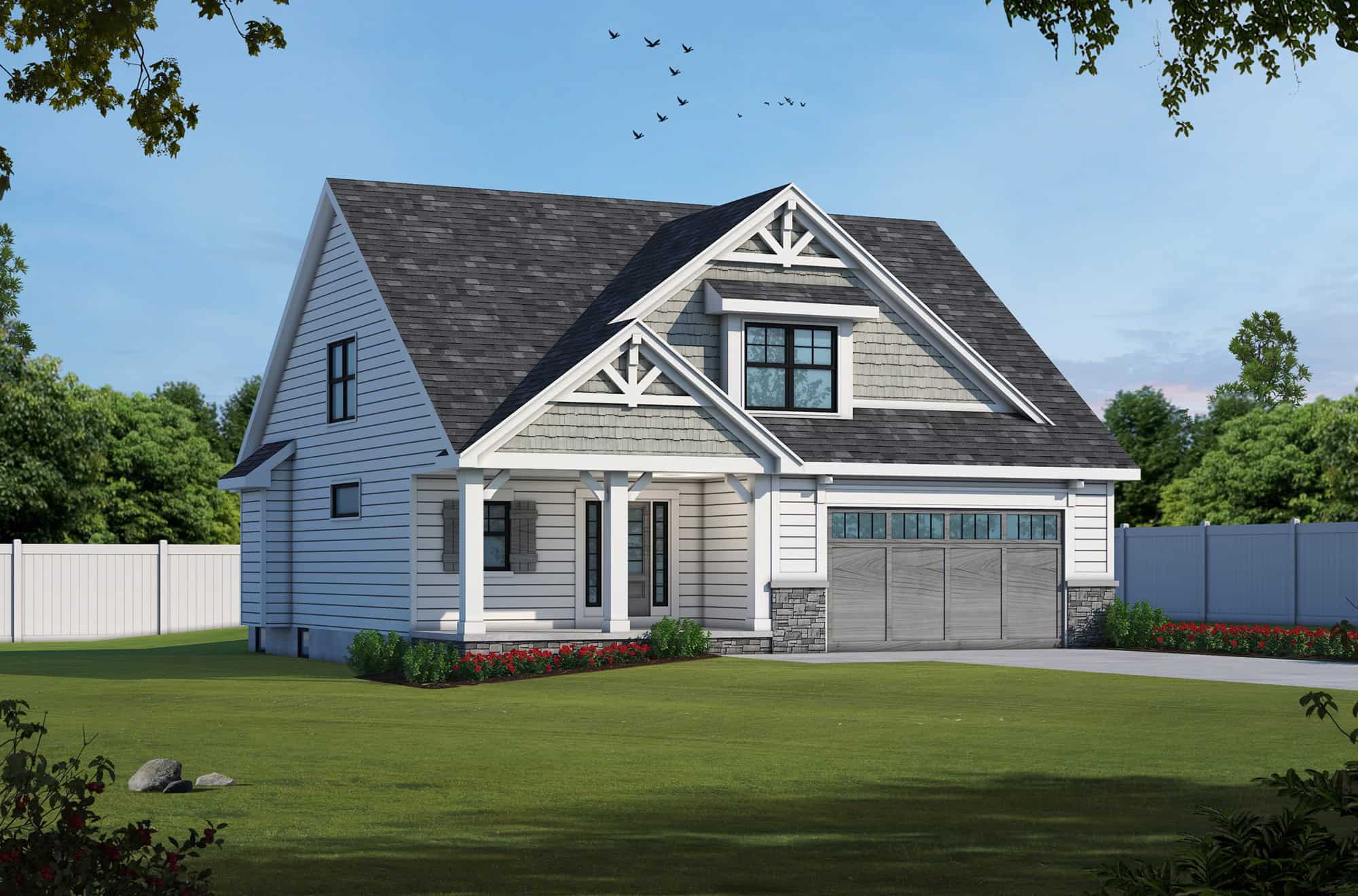 Front Elevation of this Craftsman House (#120-2260) at The Plan Collection.