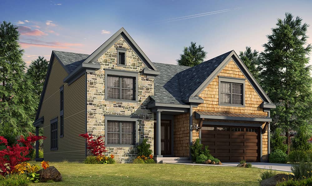 Front elevation of Craftsman home (ThePlanCollection: House Plan #120-2467)