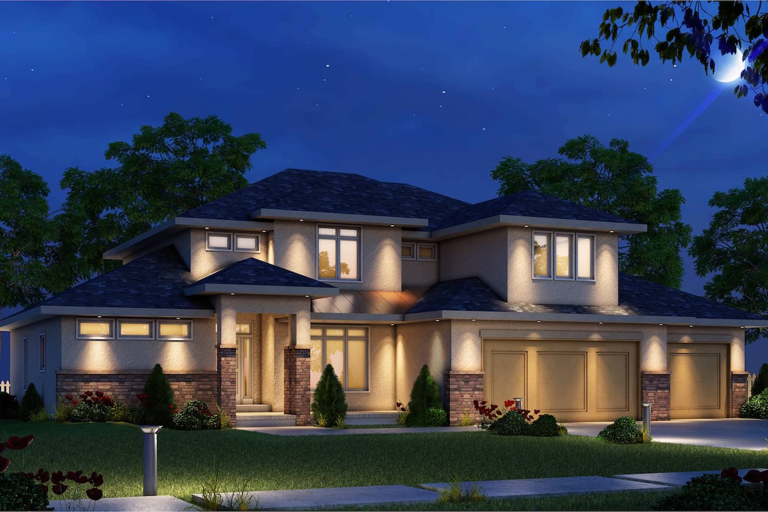 Front elevation of Contemporary home (ThePlanCollection: House Plan #120-2482)