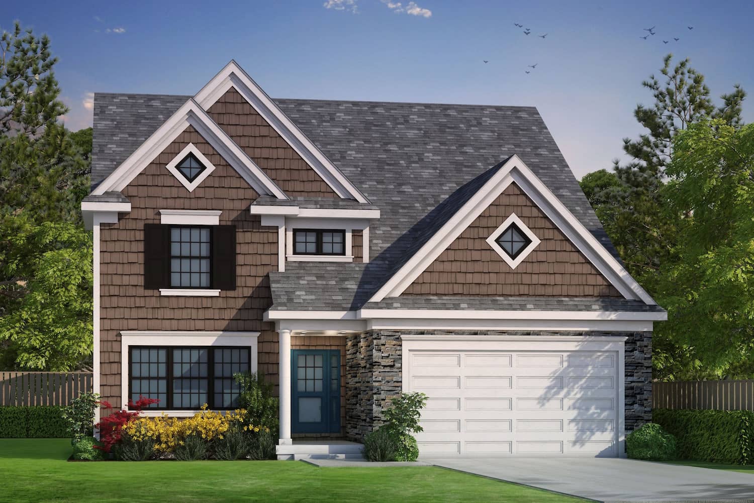 Color rendering of Traditional home design (ThePlanCollection: House Plan #120-2489)