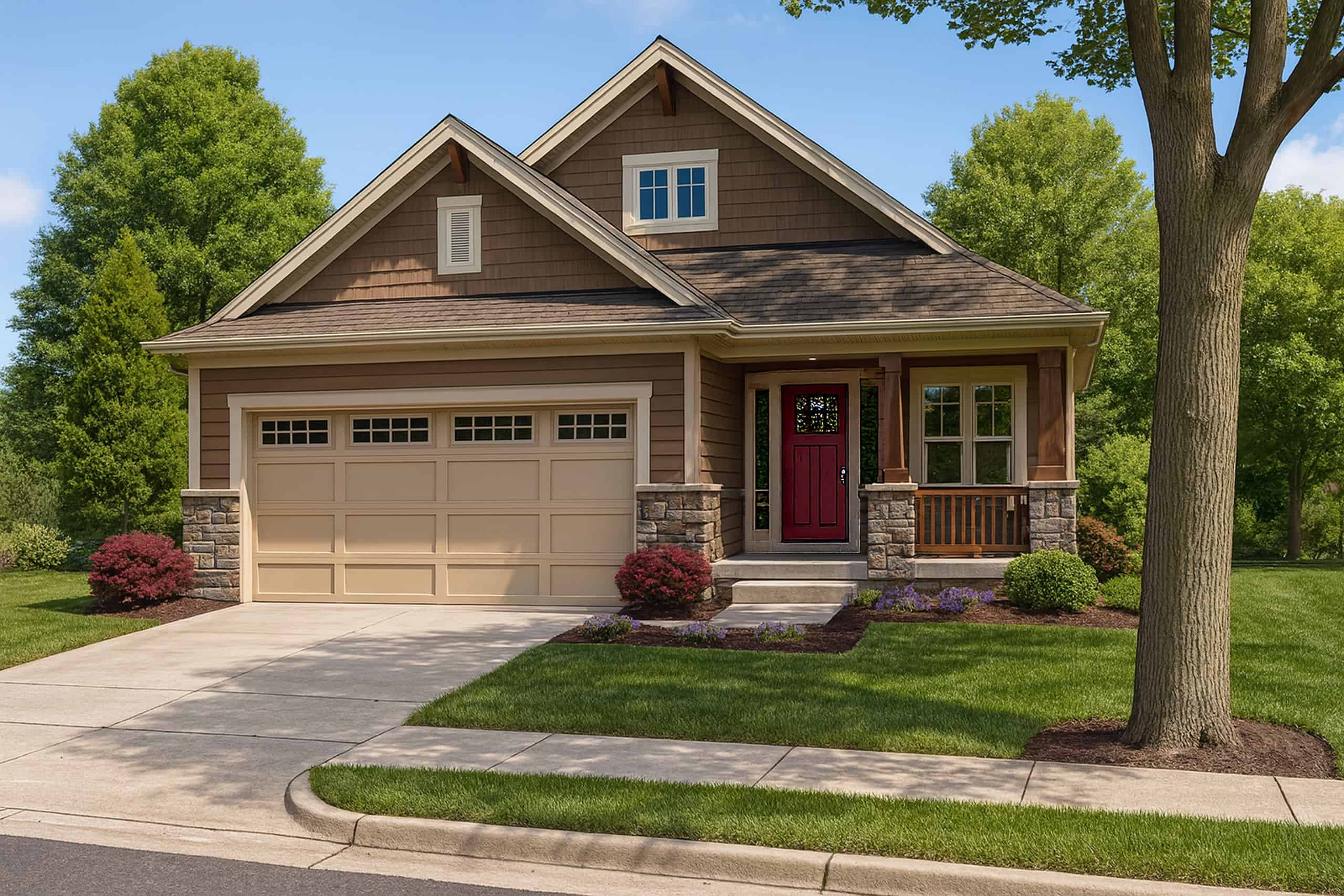 Front elevation of Craftsman home (ThePlanCollection: House Plan #120-2506)