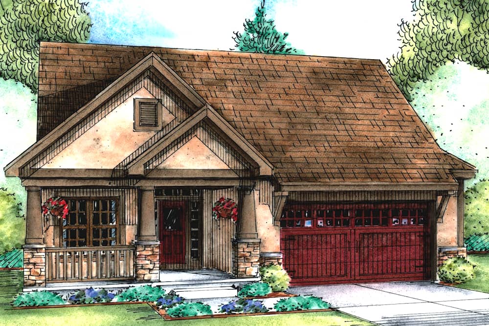 Front elevation of Cottage home (ThePlanCollection: House Plan #120-2561)