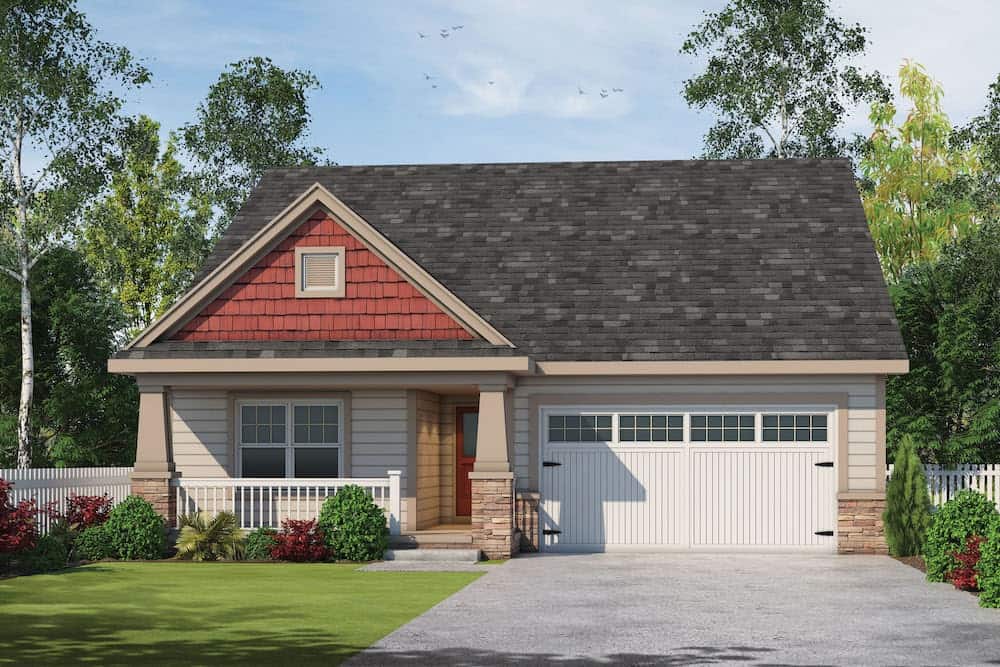 Front elevation of Ranch home (ThePlanCollection: House Plan #120-2597)