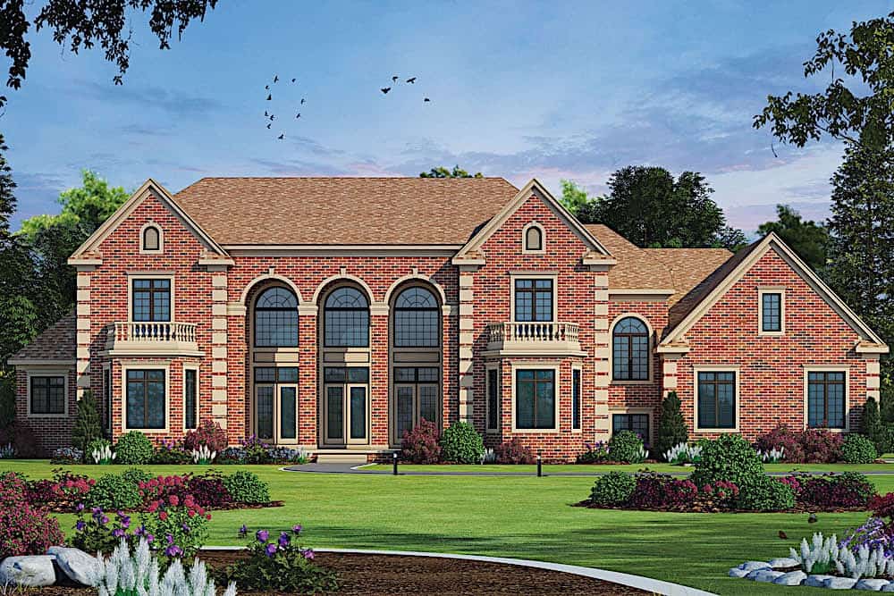 Front elevation of European home (ThePlanCollection: House Plan #120-2601)