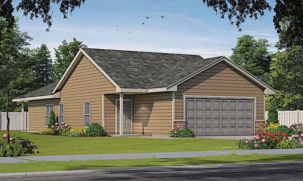Front elevation of Ranch home (ThePlanCollection: House Plan #120-2616)