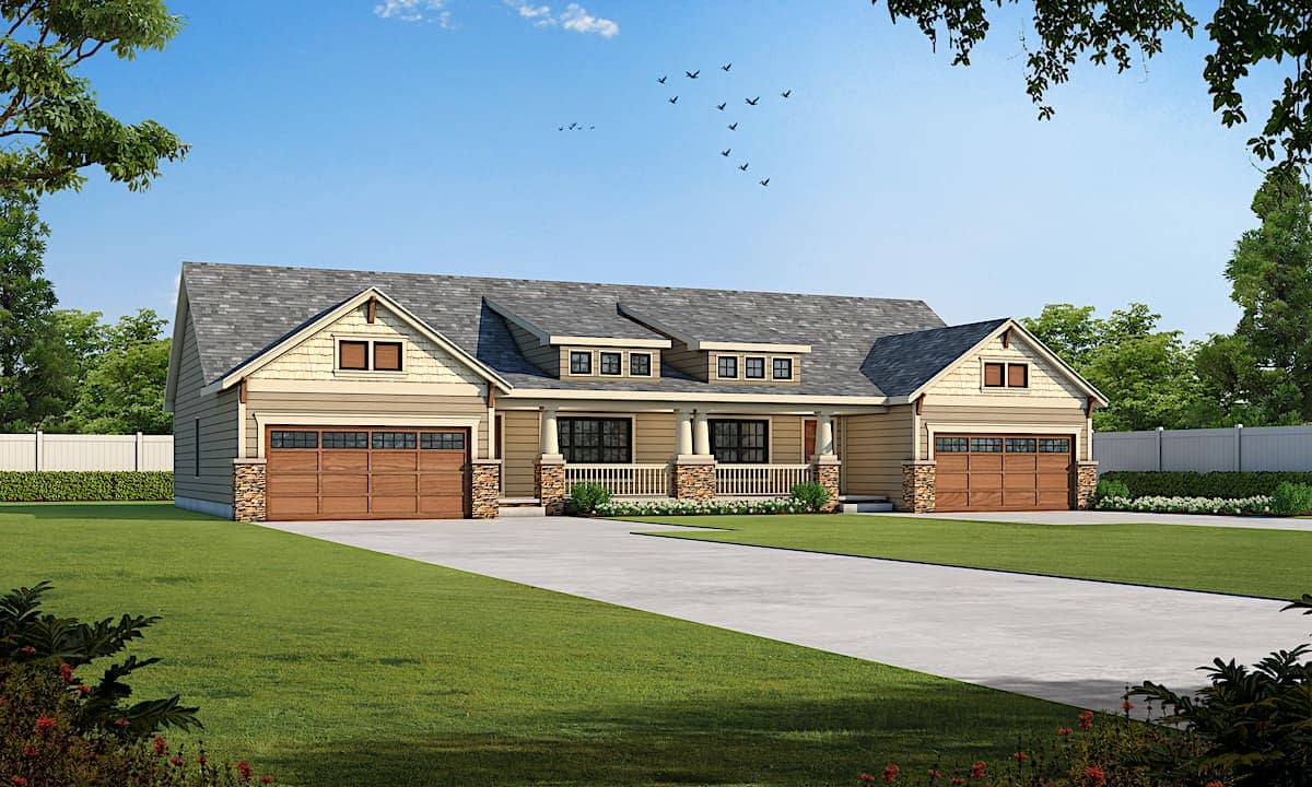 Duplex Ranch (ThePlanCollection: Plan #120-2657)