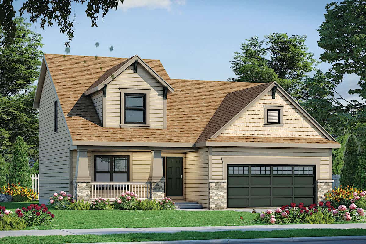 Farmhouse home (ThePlanCollection: Plan #120-2663)