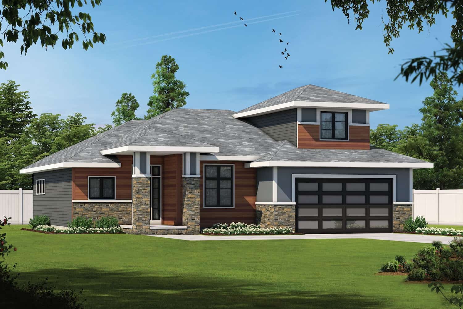 Front elevation of Contemporary home (ThePlanCollection: House Plan #120-2709)