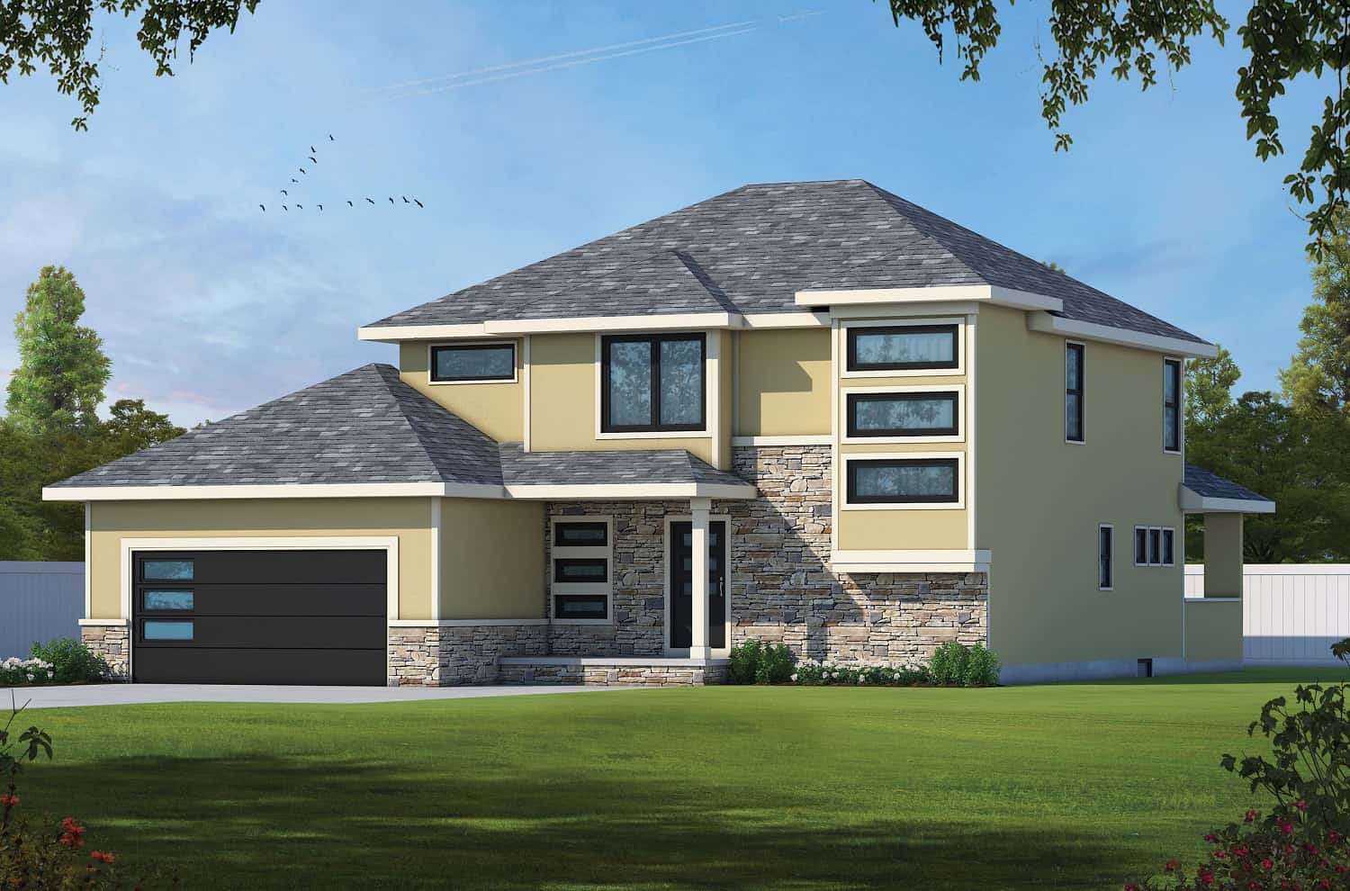 Front elevation of Contemporary home (ThePlanCollection: House Plan #120-2711)