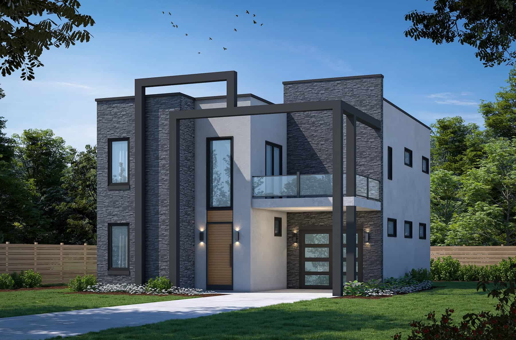 Front elevation of Modern home (ThePlanCollection: House Plan #120-2754)