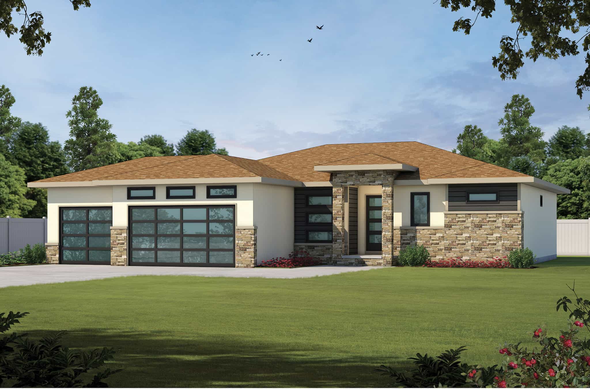 Front elevation of Contemporary home (ThePlanCollection: House Plan #120-2777)