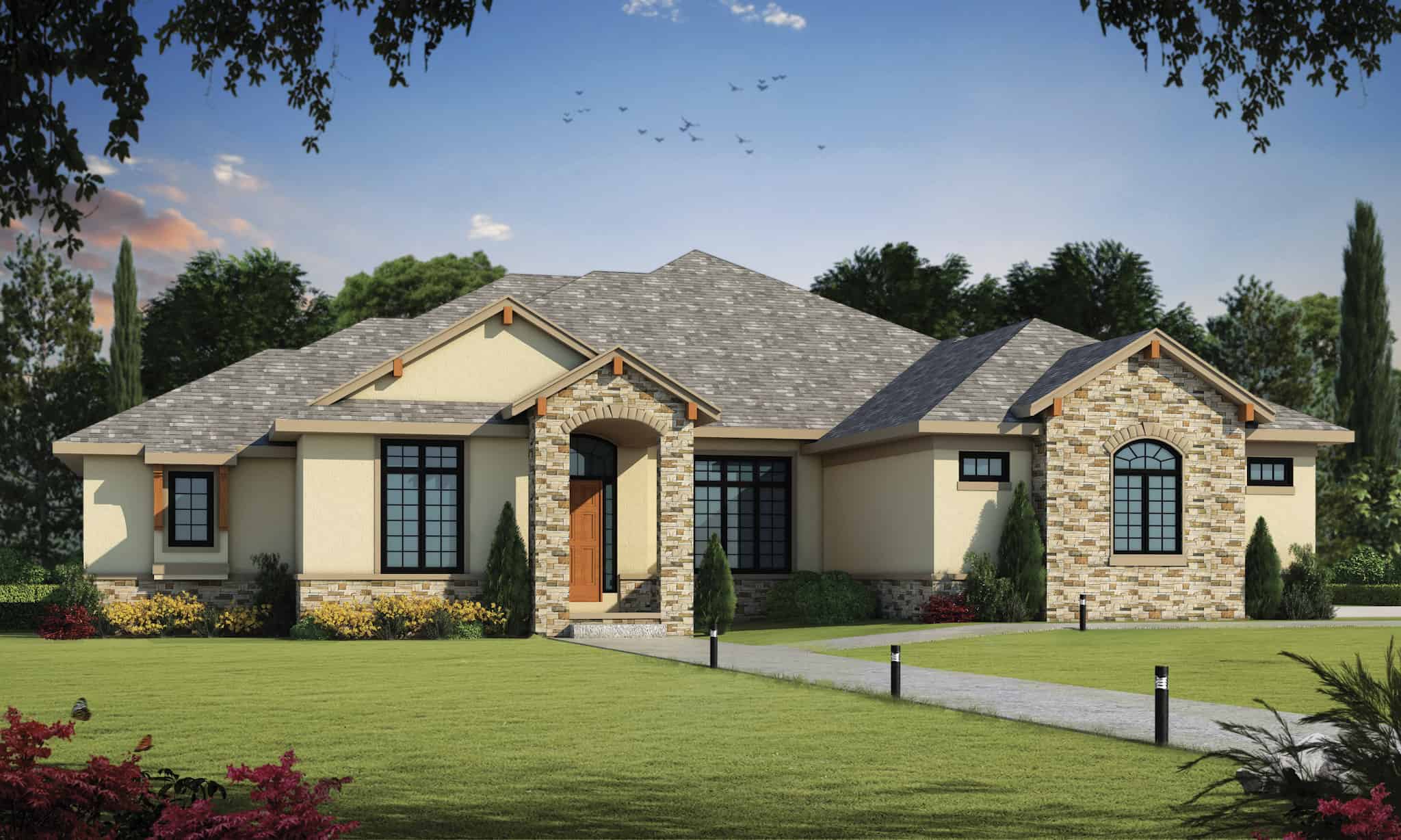 Front elevation of Ranch home (ThePlanCollection: House Plan #120-2783)