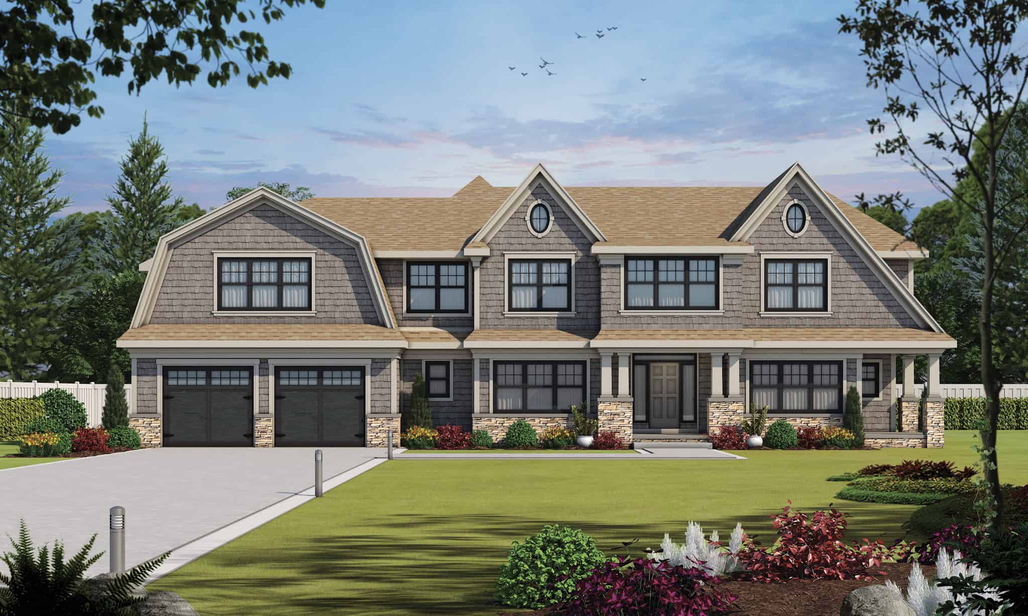 Front elevation of Shingle home (ThePlanCollection: House Plan #120-2787)