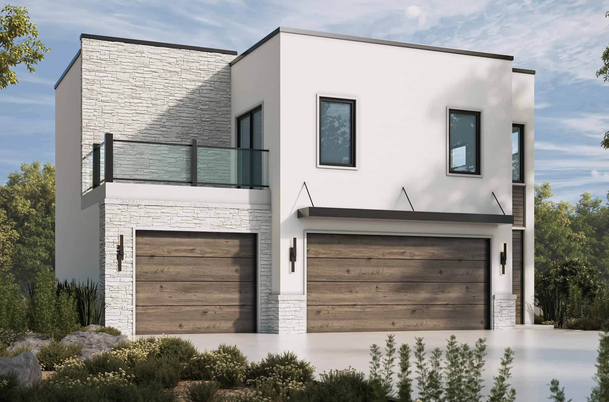 Front elevation of Garage w/Apartments home (ThePlanCollection: House Plan #120-2822)