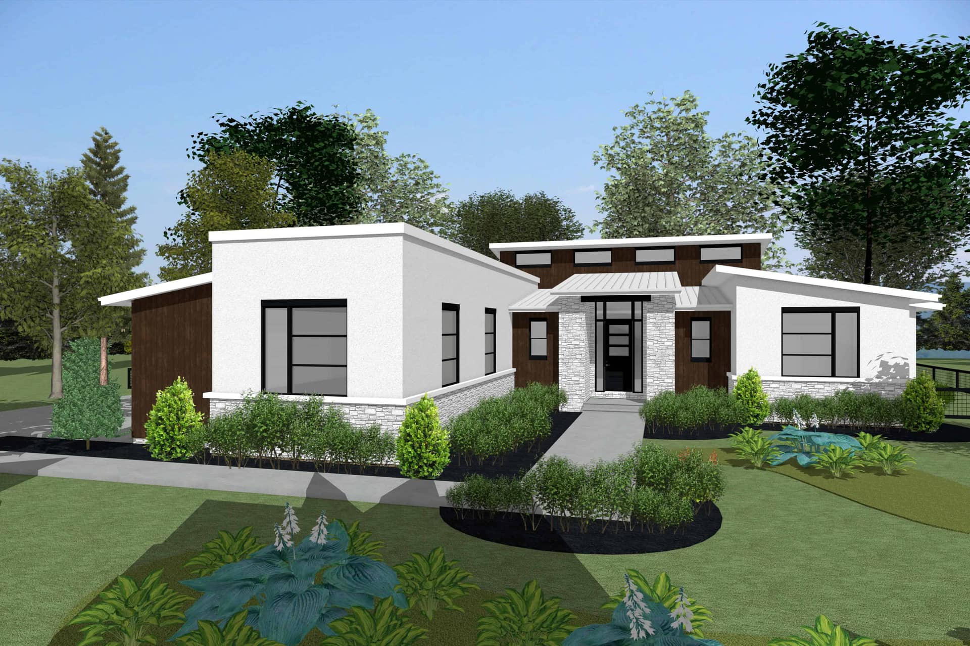 Front elevation of Contemporary home (ThePlanCollection: House Plan #120-2829)