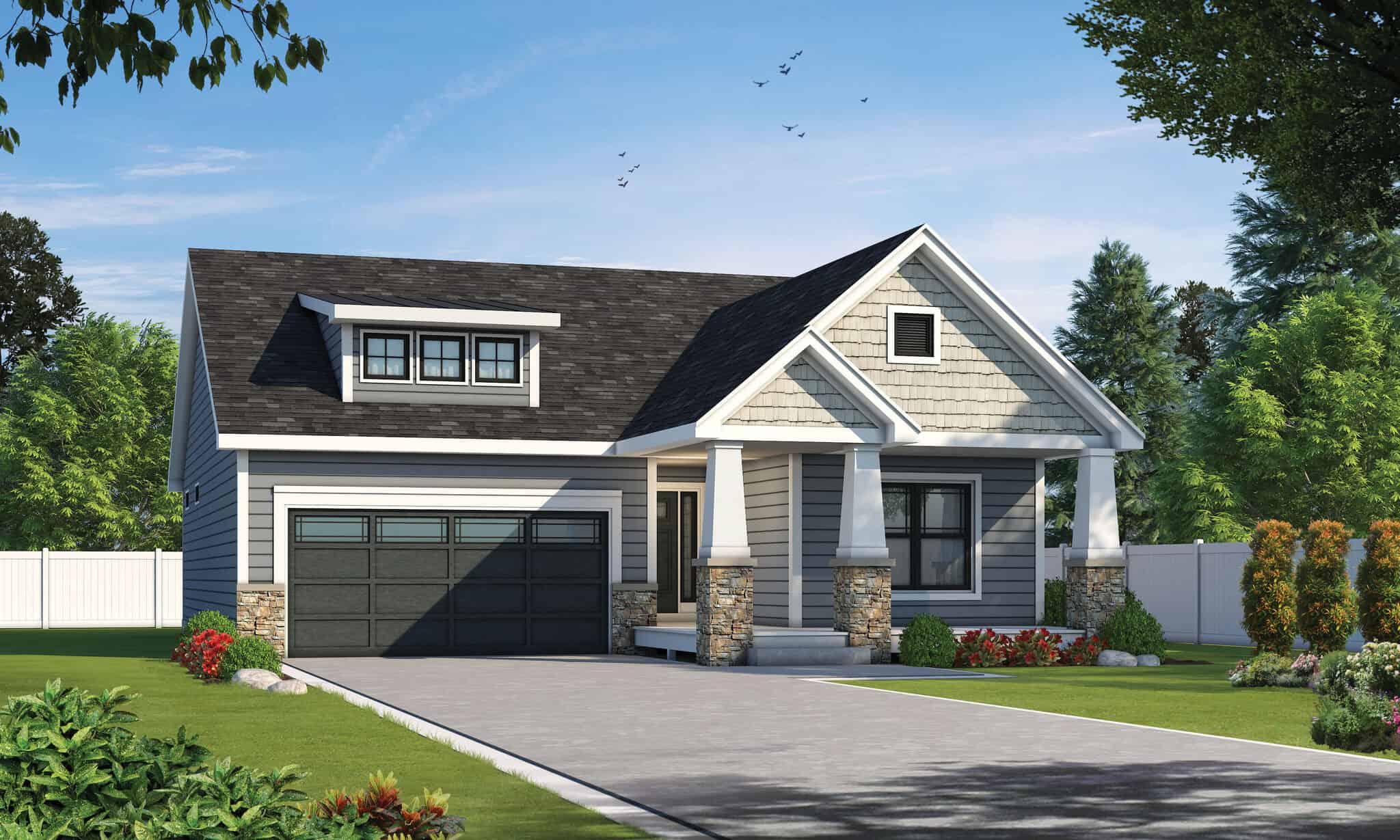 Front elevation of Craftsman home (ThePlanCollection: House Plan #120-2861)