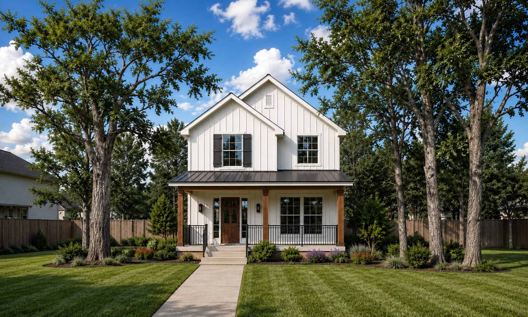 Front elevation of Modern Farmhouse home (ThePlanCollection: House Plan #120-2863)