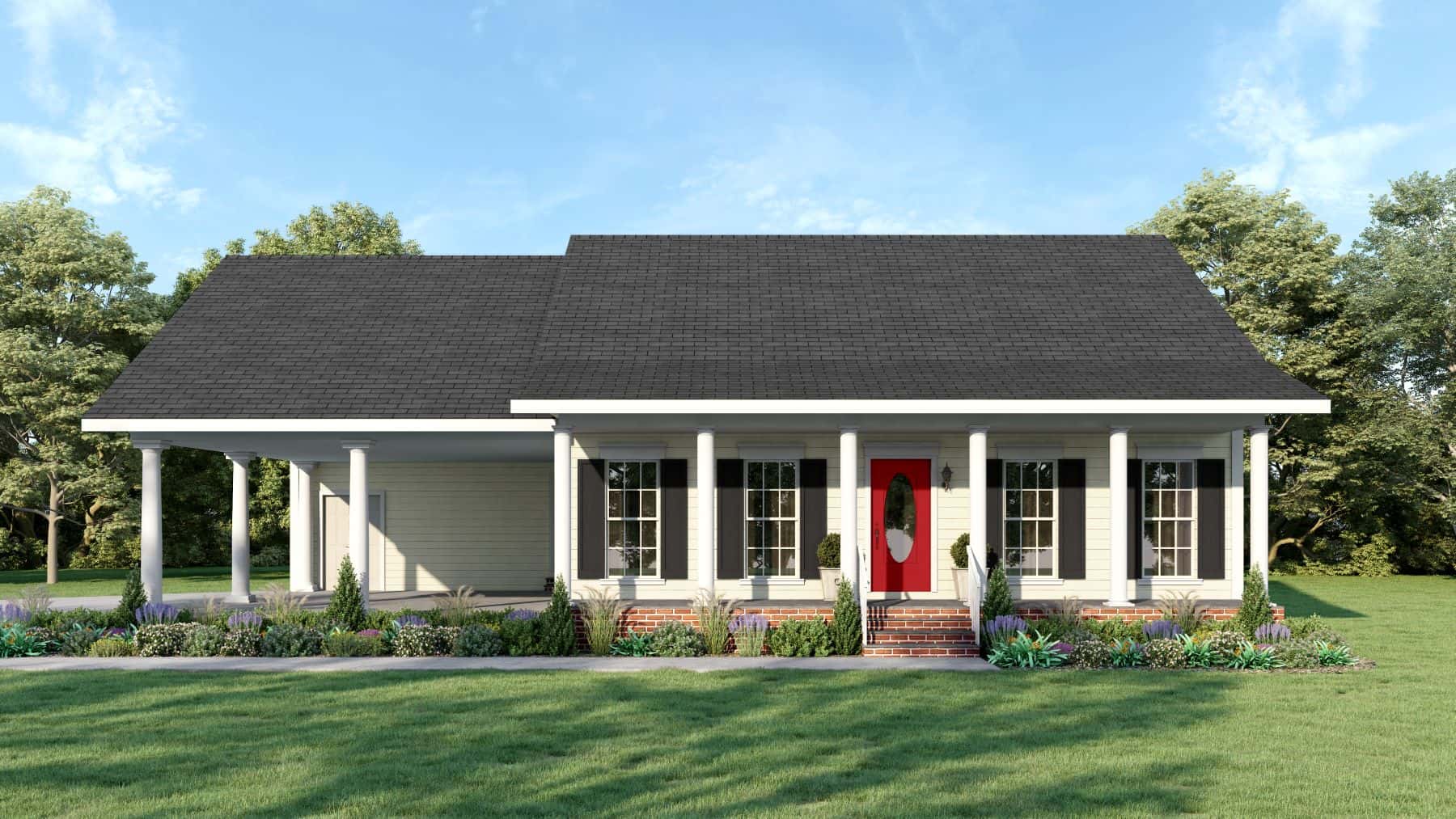 Front elevation of Small House Plans home (ThePlanCollection: House Plan #123-1018)