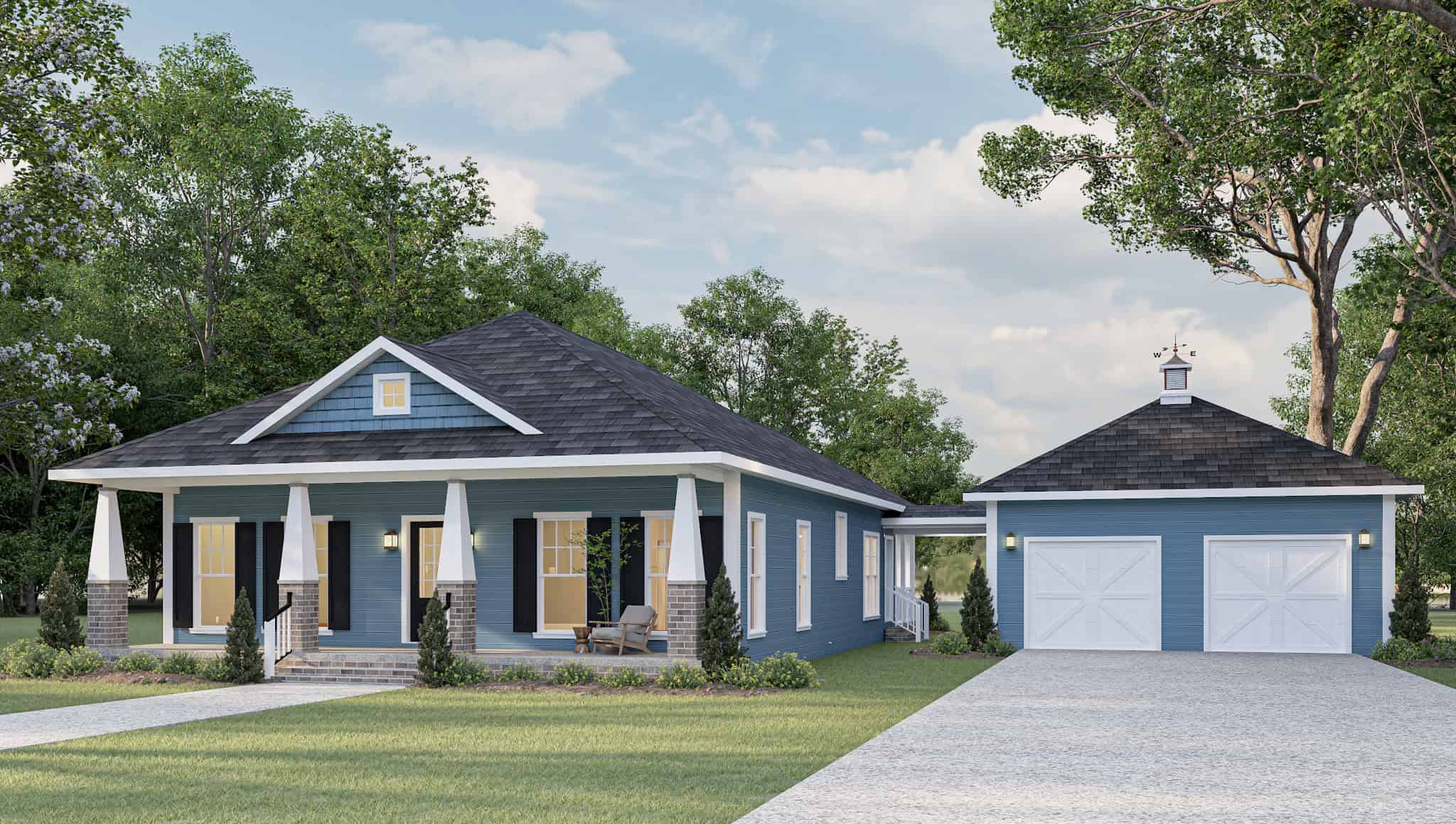 Front elevation of Ranch home (ThePlanCollection: House Plan #123-1096)