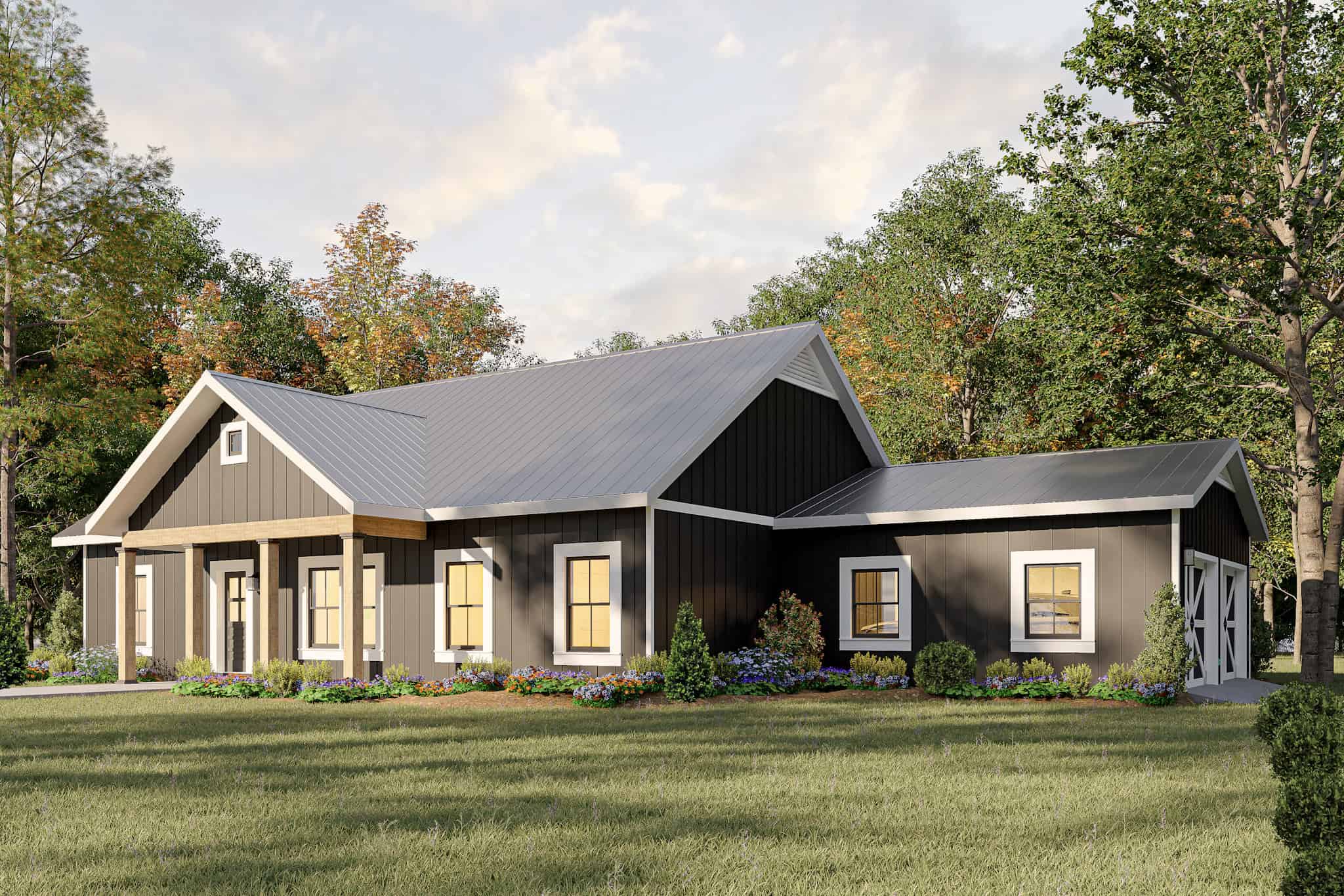 Front elevation of Ranch home (ThePlanCollection: House Plan #123-1144)