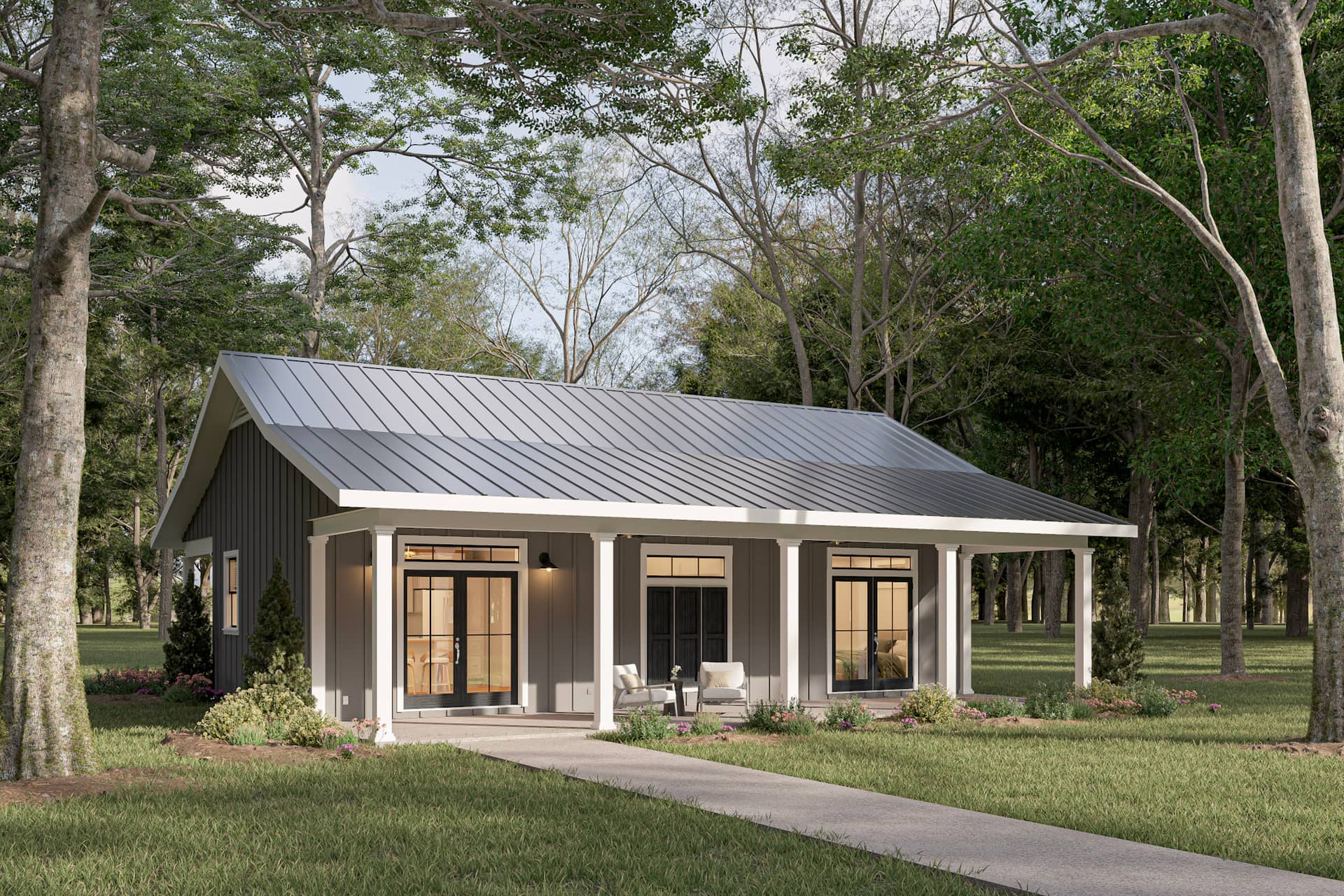 Front elevation of Modern Farmhouse home (ThePlanCollection: House Plan #123-1148)