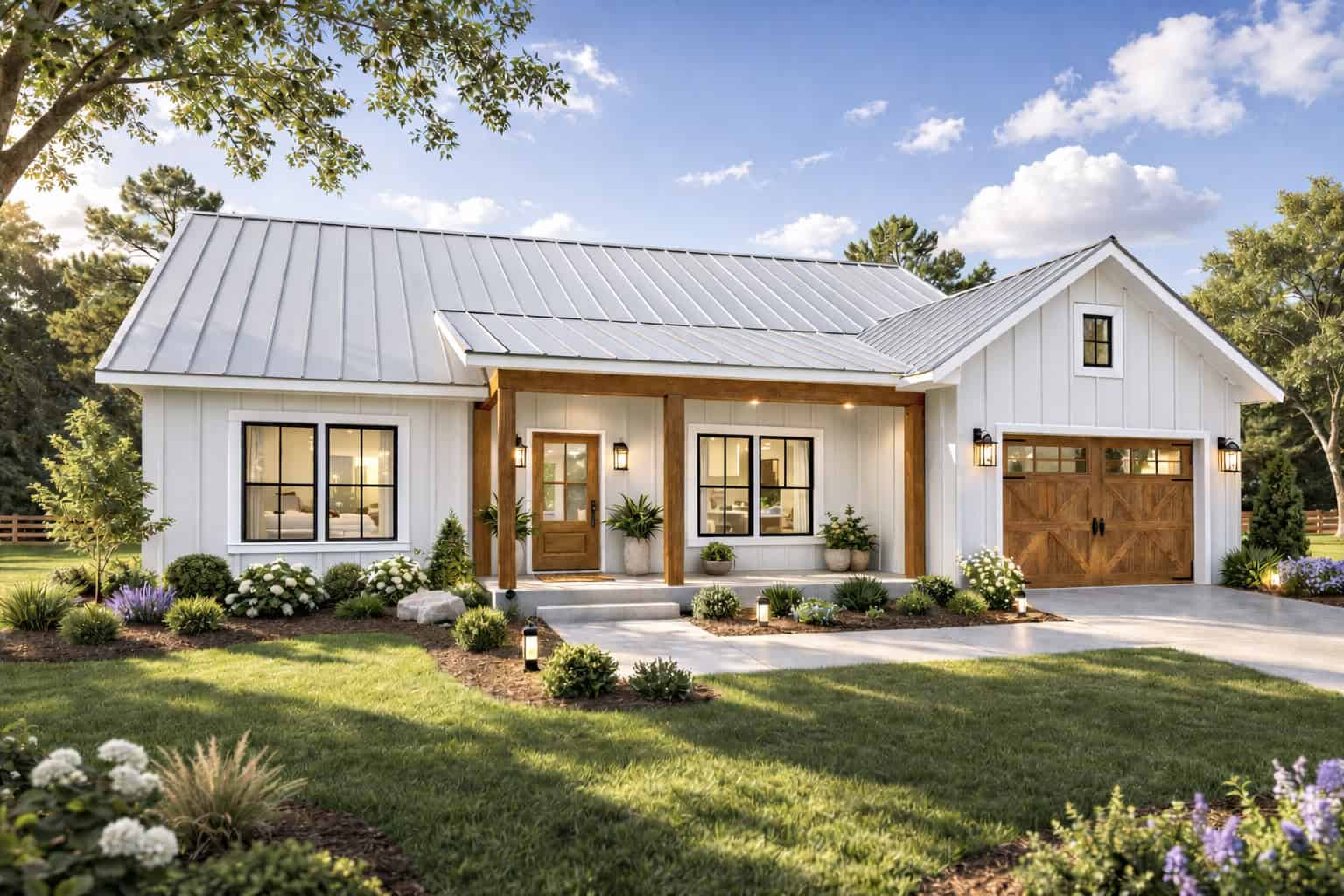 Front elevation of Modern Farmhouse home (ThePlanCollection: House Plan #123-1177)