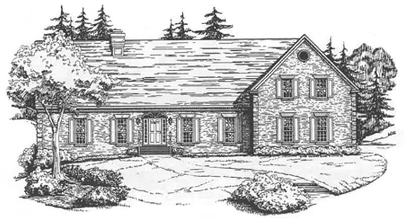Front elevation of Colonial home (ThePlanCollection: House Plan #124-1062)