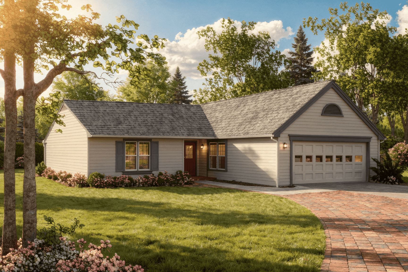 Front elevation of Ranch home (ThePlanCollection: House Plan #124-1106)