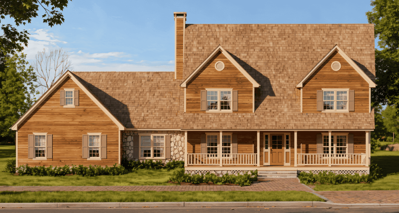 Farmhouse home (ThePlanCollection: Plan #124-1127)