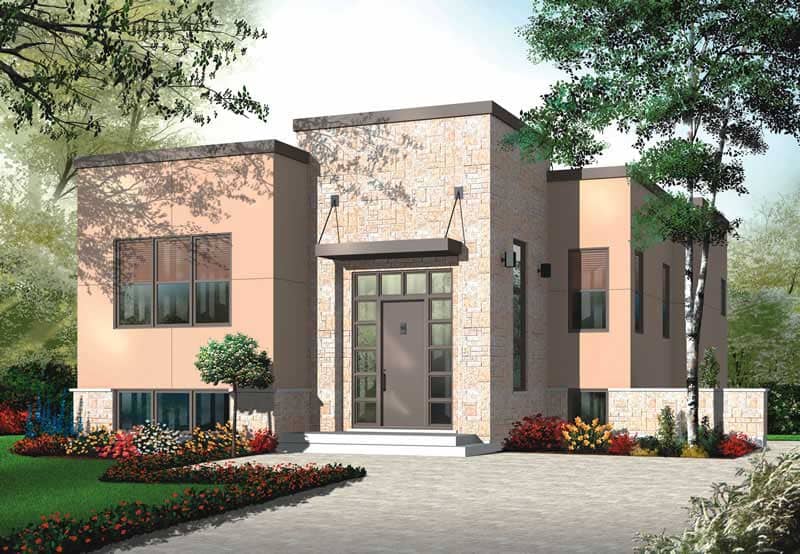 Front elevation of Bungalow home (ThePlanCollection: House Plan #126-1001)