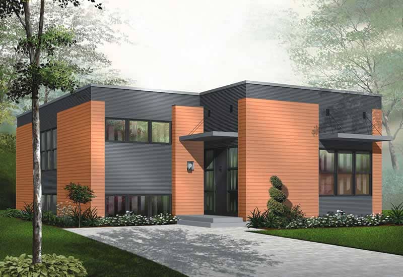 Front elevation of Bungalow home (ThePlanCollection: House Plan #126-1010)