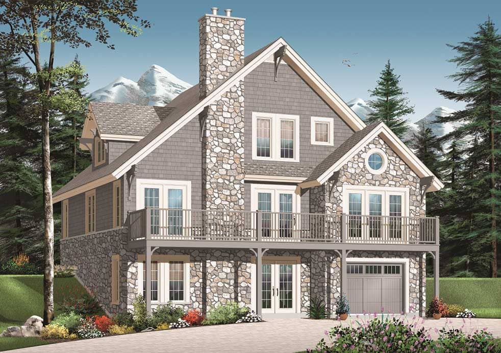 This is the front elevation for these Craftsman Home Plans.