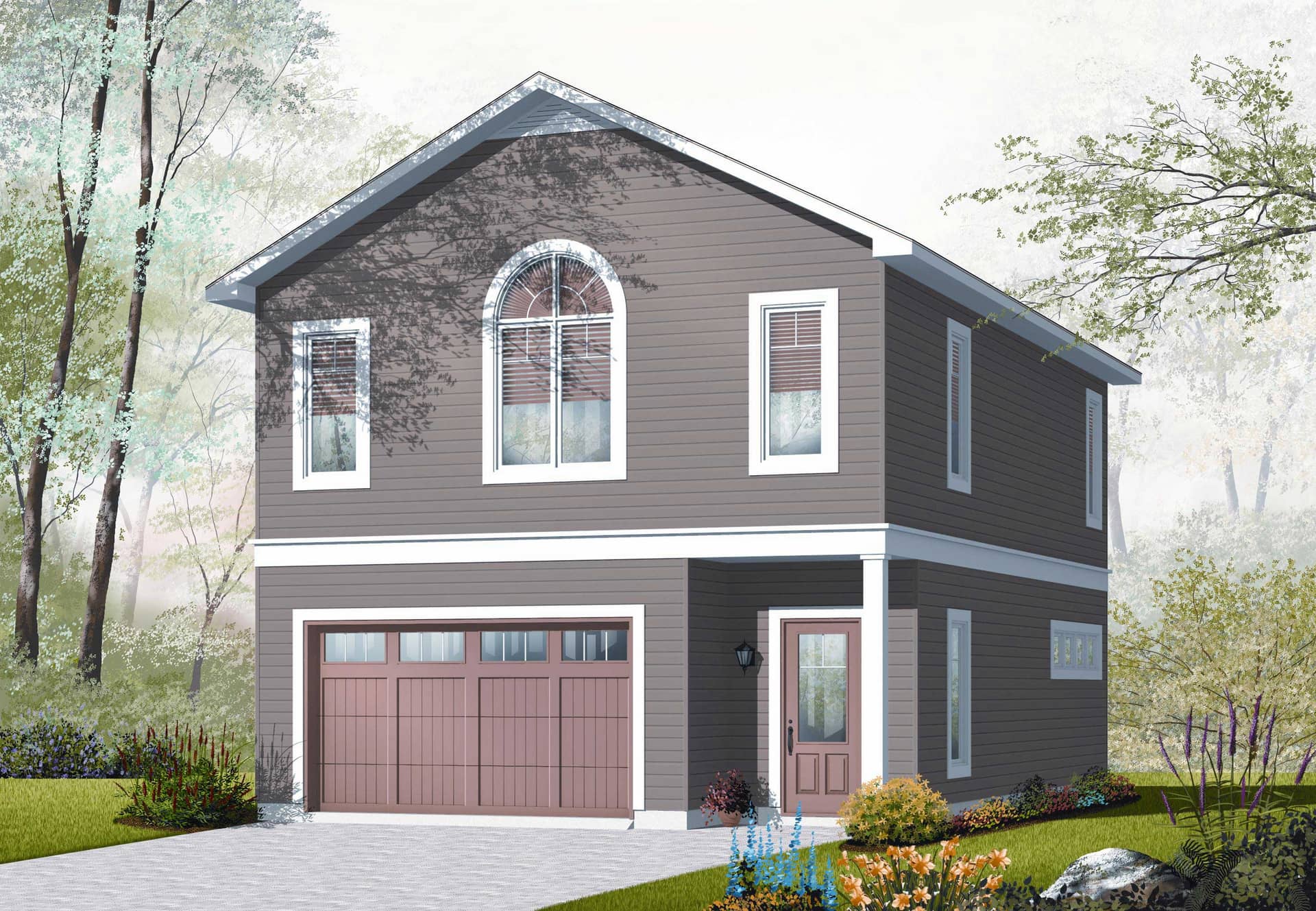 This is the front elevation for these Garage Plans.