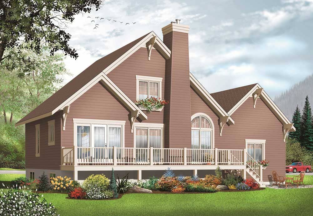 This image shows the front elevation for these Traditional House Plans.