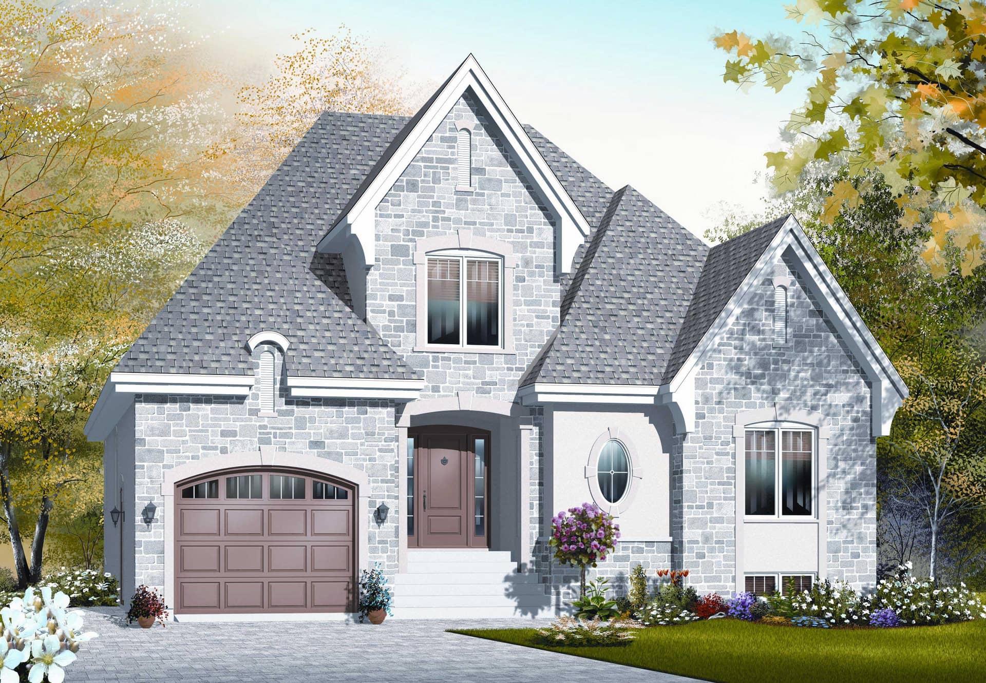 This is an artist's computer rendering of these European House Plans.