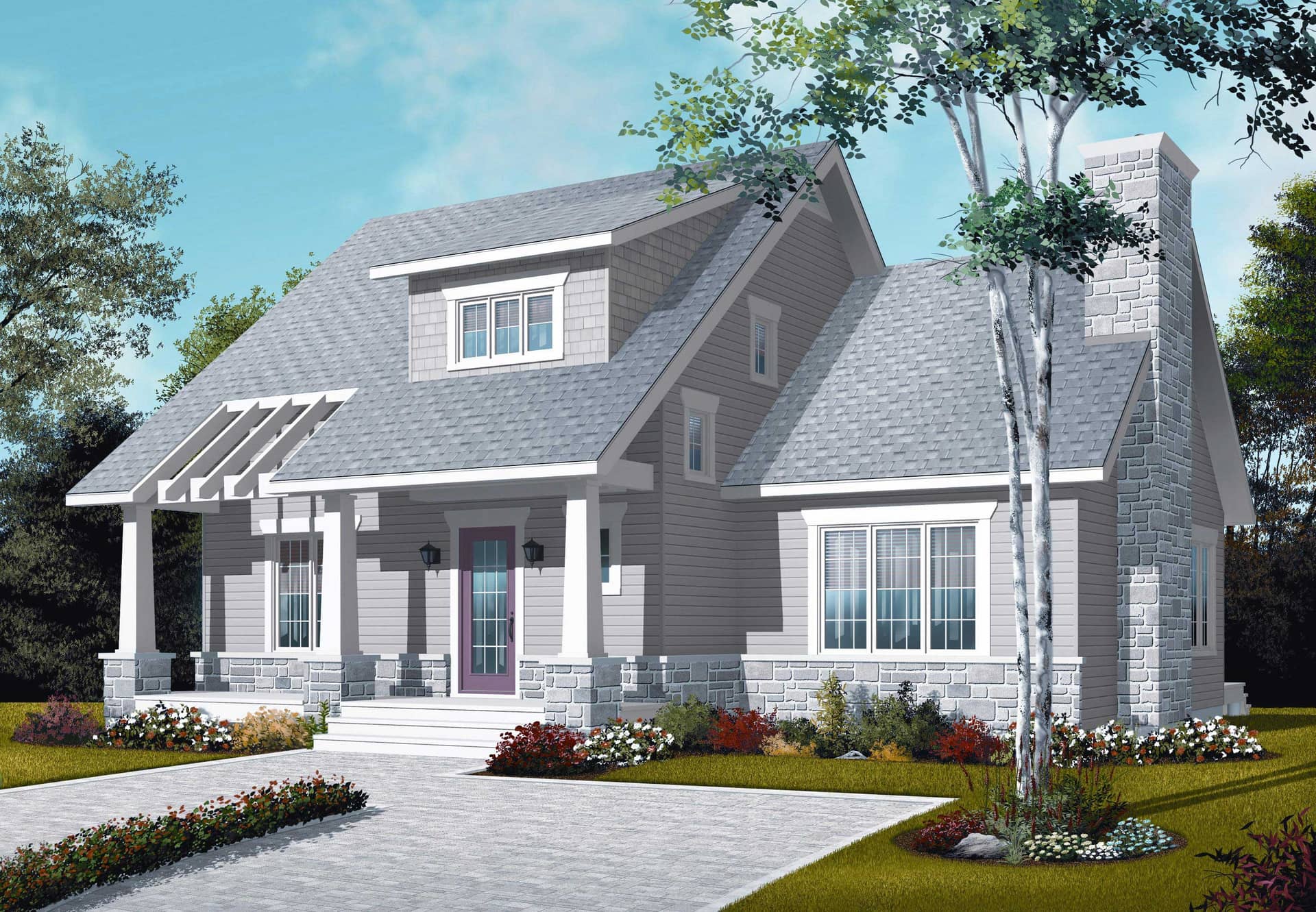 This is the front elevation for these Craftsman Home Plans.