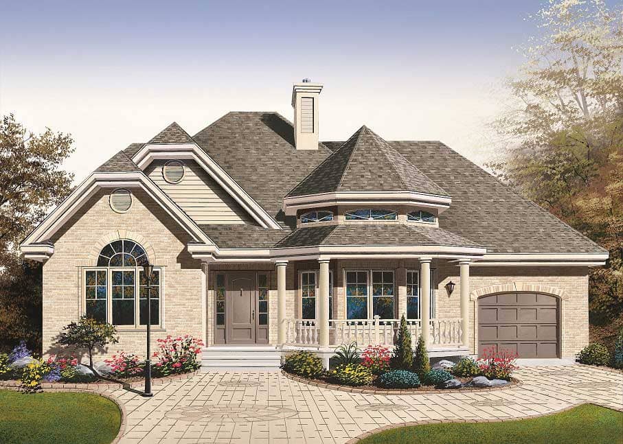 This image is a computer rendering of these European House Plans.
