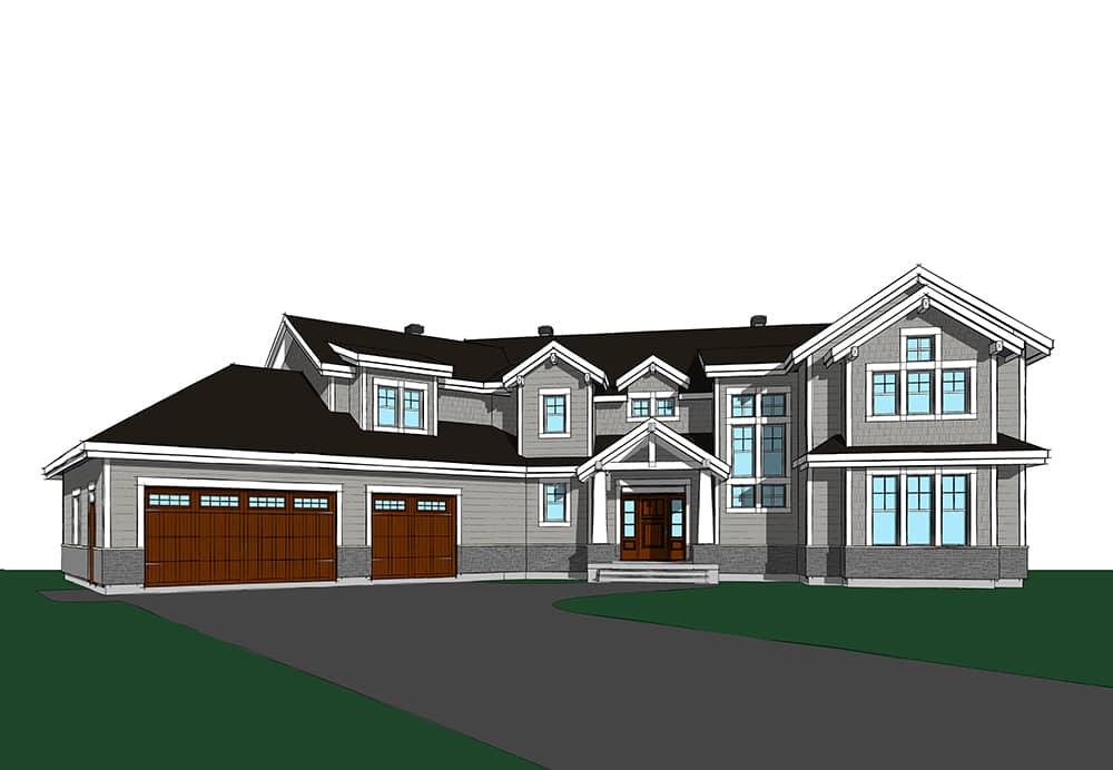 Rendering of Traditional home plan (ThePlanCollection: House Plan #126-1831)