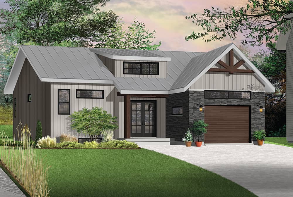 Front elevation of Transitional home (ThePlanCollection: House Plan #126-1846)