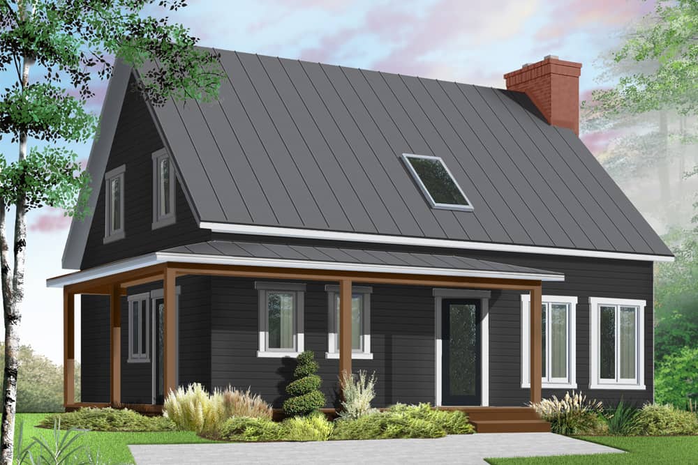 Color rendering of Country home plan (ThePlanCollection: House Plan #126-1899)