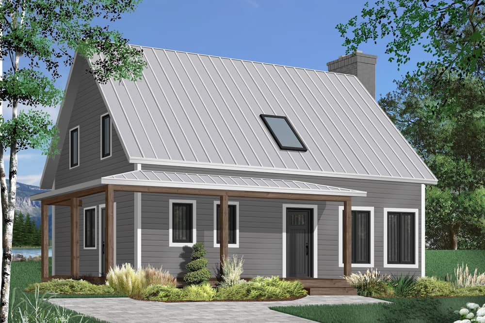 Color rendering of Country home plan (ThePlanCollection: House Plan #126-1909)