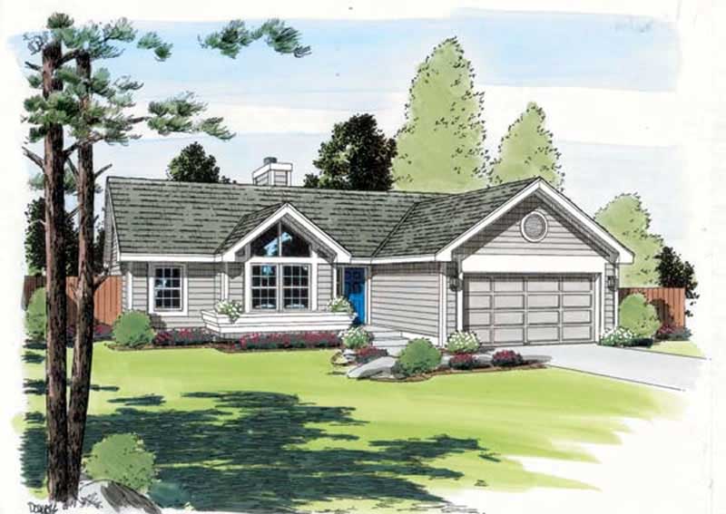 Front elevation of Contemporary home (ThePlanCollection: House Plan #131-1241)