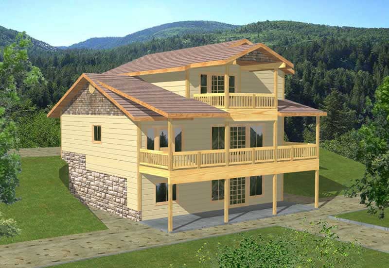 Front Elevation of this Vacation Homes House (#132-1190) at The Plan Collection.