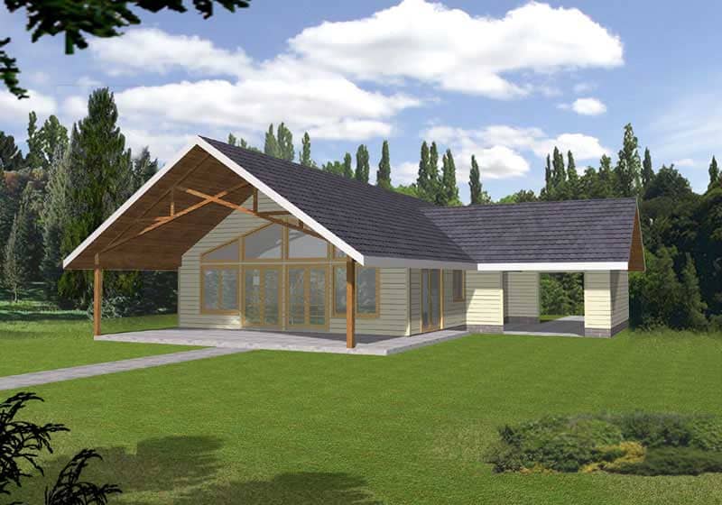 Front Elevation of this Vacation Homes House (#132-1197) at The Plan Collection.