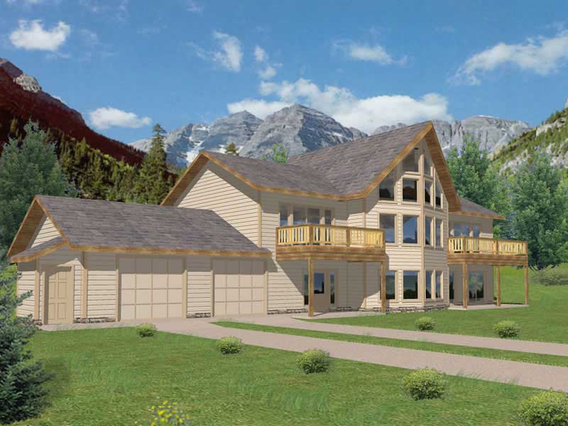 Front Elevation of this Rustic House (#132-1202) at The Plan Collection.