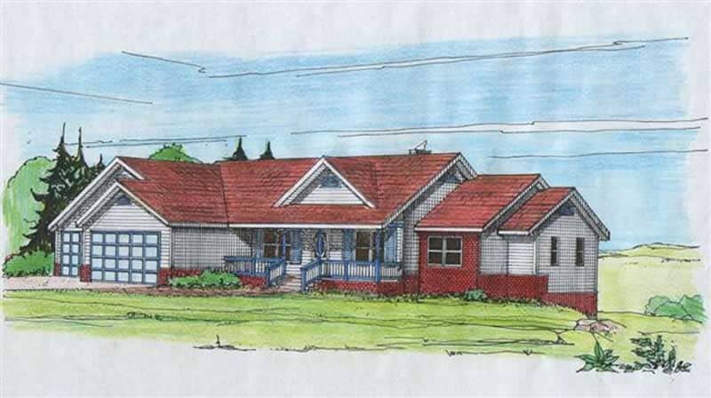 Front Elevation of this Concrete Block/ ICF Design House (#132-1219) at The Plan Collection.