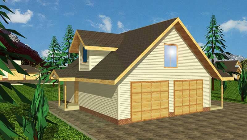 Front Elevation of this Garage w/Apartments House (#132-1235) at The Plan Collection.