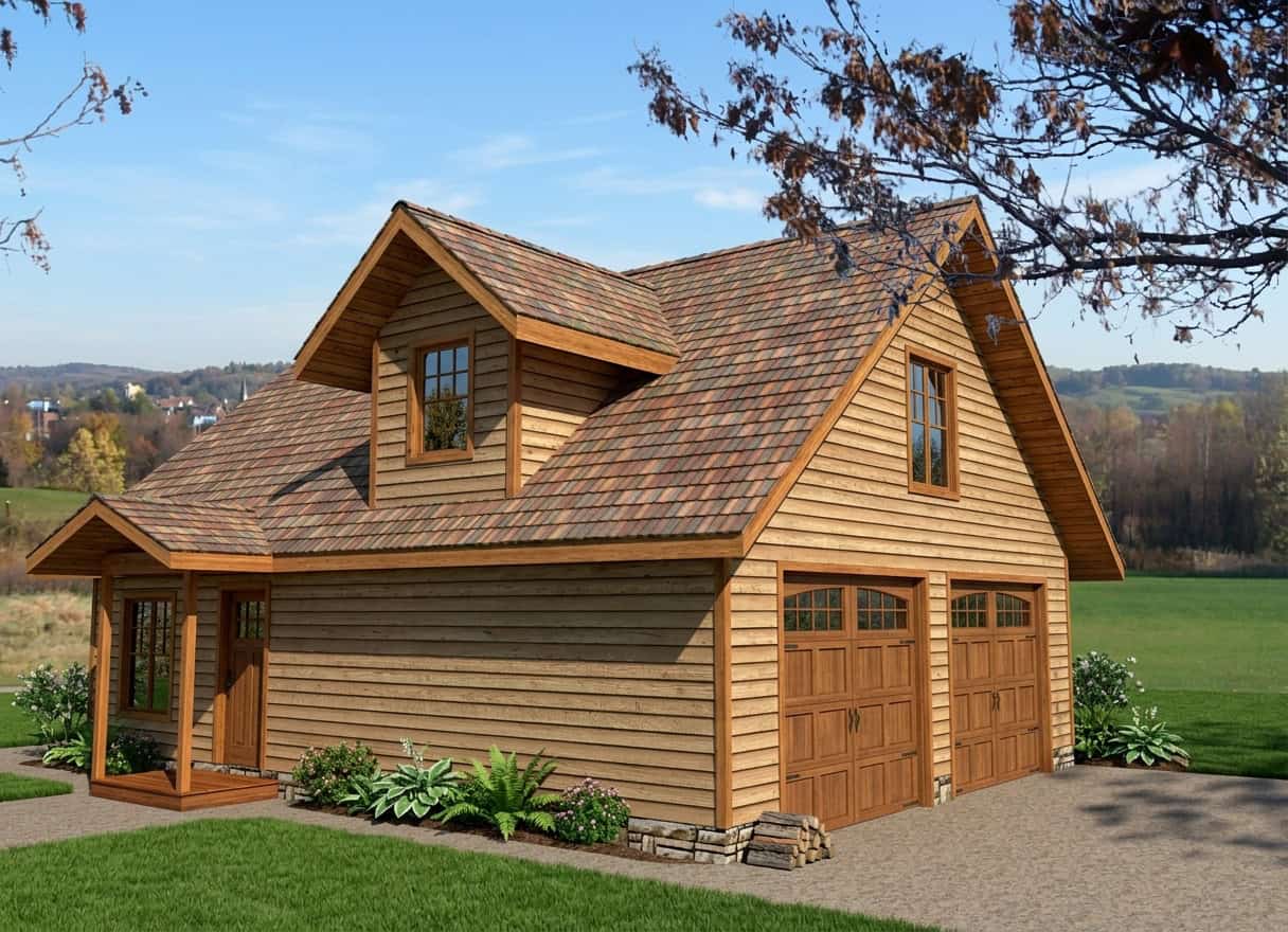 Front Elevation of this Garage w/Apartments House (#132-1235) at The Plan Collection.