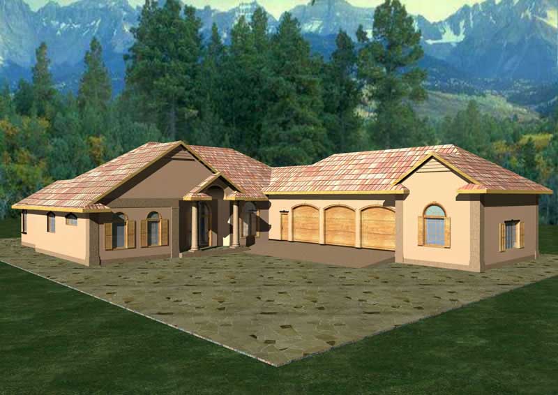 Front Elevation of this Concrete Block/ ICF Design House (#132-1246) at The Plan Collection.